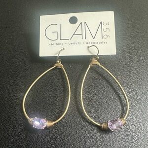 Glam Gold and Lavender Oval Earrings